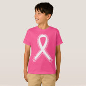 Stevige jongens Draag roze borstkankerbewustzijn T-shirt (Voorkant volledig)