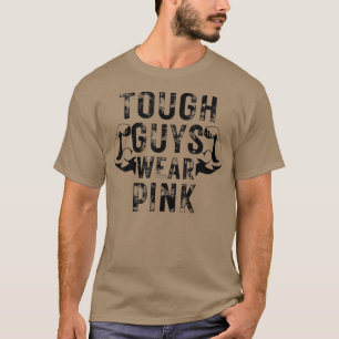 Stevige jongens Draag roze borstkankerbewustzijnsb T-shirt