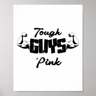 Stevige jongens Draag roze borstkankerbewustzijnss Poster