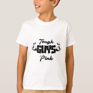 Stevige jongens Draag roze borstkankerbewustzijnss T-shirt