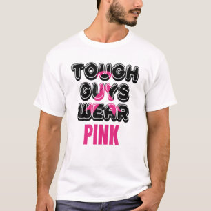 Stevige jongens Draag Roze borstkankermaand T-shirt