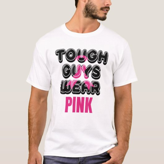 Stevige jongens Draag Roze borstkankermaand T-shirt (Voorkant)
