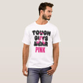 Stevige jongens Draag Roze borstkankermaand T-shirt (Voorkant volledig)