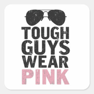 Stevige jongens Draag roze grappige roze kleurenov Vierkante Sticker