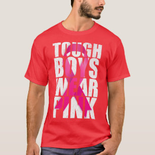 Stevige jongens Draag roze lintroze borstkanker Aw T-shirt