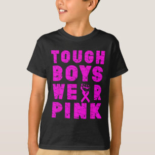 Stevige jongens Draag roze roze roze borstkanker T-shirt