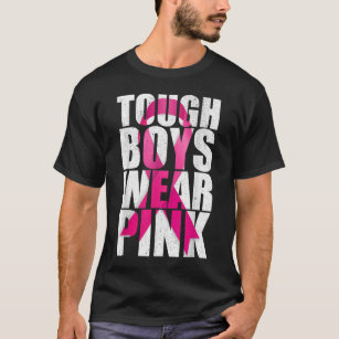 Stevige jongens Draag roze roze roze borstkanker T-shirt
