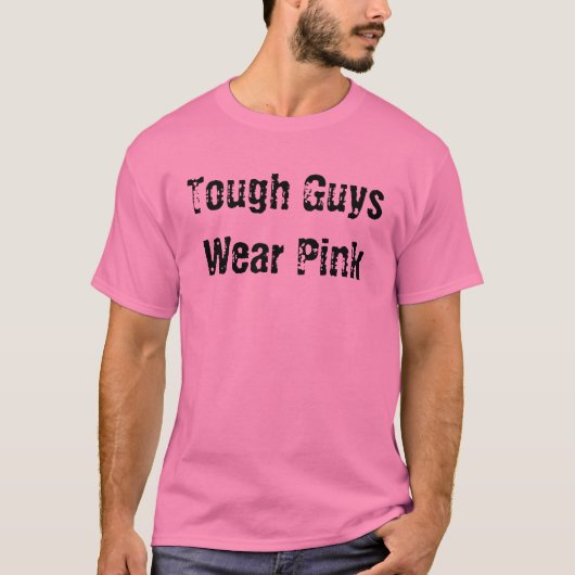 Stevige jongens Draag Roze T-shirt (Voorkant)