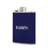 Stevige Kleur DIY BG, Naam Monogram - Navy Blue Heupfles (Links)