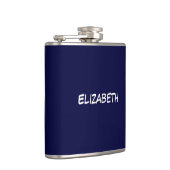 Stevige Kleur DIY BG, Naam Monogram - Navy Blue Heupfles (Rechts)