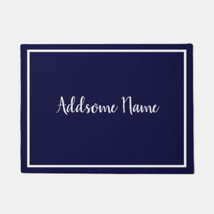 Stevige Kleur Moderne Basis Marine Blauw Wit Monog Deurmat