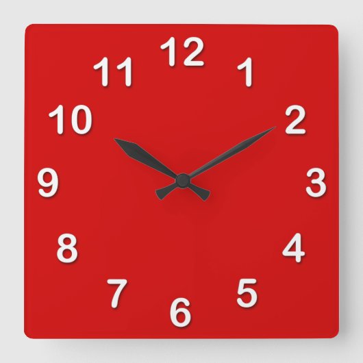 Stevige Kleur: Rood Vierkante Klok (Voorkant)