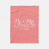 Stevige kleuren-koraalpeach - Mr & Mrs Wedding Fav Fleece Deken (Voorkant)