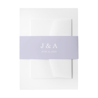 Stevige Lavendel Paarse Pastel Monogram Bruiloft Uitnodigingen Wikkel