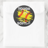 Stevige meisjes spelen softball-sticker ronde sticker (Tas)