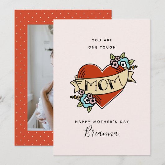 Stevige Momma-Moederdag kaart (Voorkant / Achterkant)