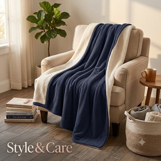 Stevige Navy Blue Sherpa Deken voor Ultieme Comfor