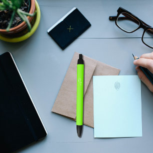 stevige neon groene - uw monogrammen zwarte inkt pen