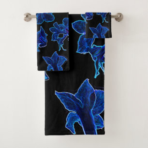 Stevige neonblauwe bloemen bad handdoek