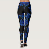 Stevige neonblauwe bloemen leggings (Achterkant)
