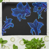 Stevige neonblauwe bloemen theedoek (Gevouwen)