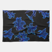 Stevige neonblauwe bloemen theedoek (Horizontaal)