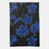 Stevige neonblauwe bloemen theedoek (Verticaal)