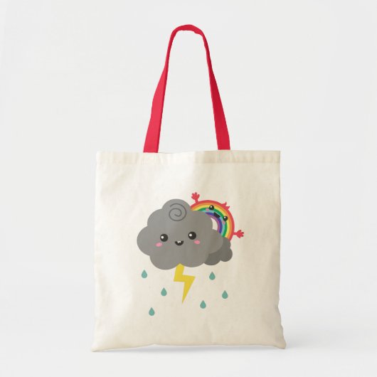 Stevige regenboog achter elke donkere wolk, vrolij tote bag (Voorkant)