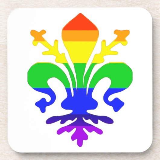 Stevige regenboog Fleur de Lis Bier Onderzetter (Voorkant)
