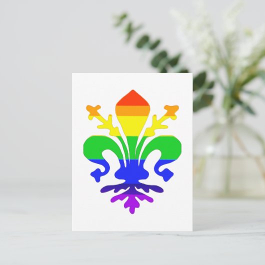 Stevige regenboog Fleur de Lis Briefkaart (Staand voorkant)