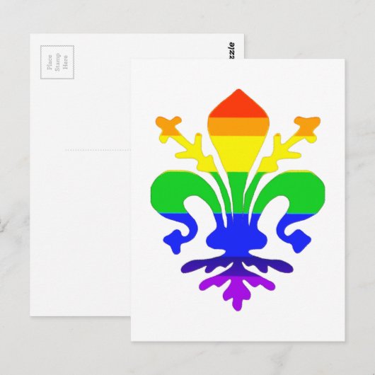 Stevige regenboog Fleur de Lis Briefkaart (Voorkant / Achterkant)