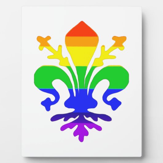 Stevige regenboog Fleur de Lis Fotoplaat (Voorkant)