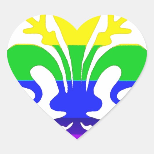 Stevige regenboog Fleur de Lis Hart Sticker (Voorkant)