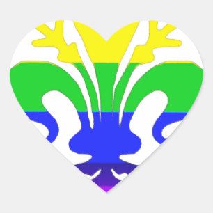 Stevige regenboog Fleur de Lis Hart Sticker