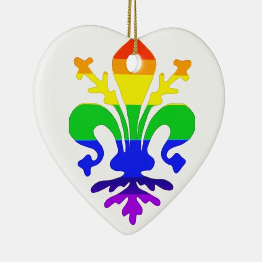 Stevige regenboog Fleur de Lis Keramisch Ornament (Rechts)
