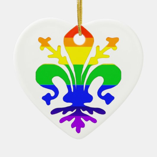 Stevige regenboog Fleur de Lis Keramisch Ornament (Voorkant)