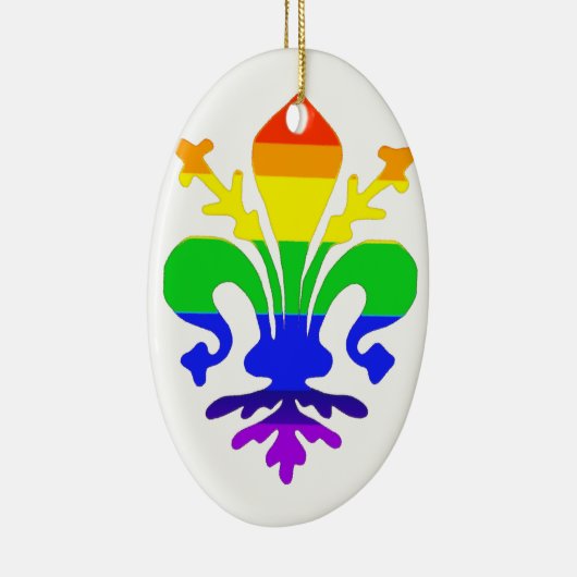 Stevige regenboog Fleur de Lis Keramisch Ornament (Rechts)