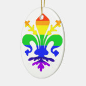 Stevige regenboog Fleur de Lis Keramisch Ornament (Links)