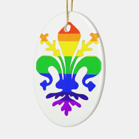 Stevige regenboog Fleur de Lis Keramisch Ornament (Links)