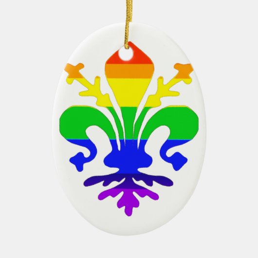 Stevige regenboog Fleur de Lis Keramisch Ornament (Voorkant)