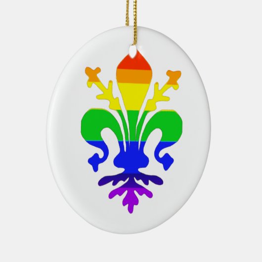 Stevige regenboog Fleur de Lis Keramisch Ornament (Rechts)