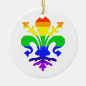 Stevige regenboog Fleur de Lis Keramisch Ornament (Voorkant)