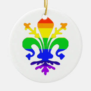 Stevige regenboog Fleur de Lis Keramisch Ornament