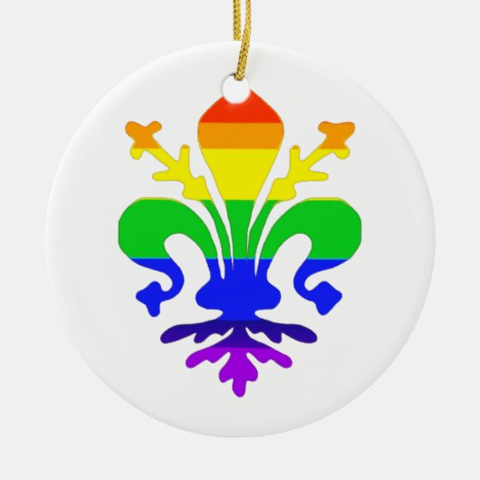 Stevige regenboog Fleur de Lis Keramisch Ornament (Voorkant)