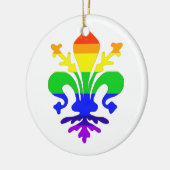 Stevige regenboog Fleur de Lis Keramisch Ornament (Links)