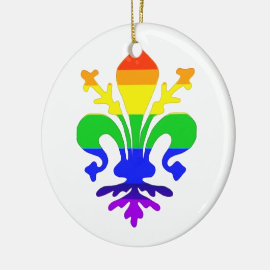 Stevige regenboog Fleur de Lis Keramisch Ornament (Links)