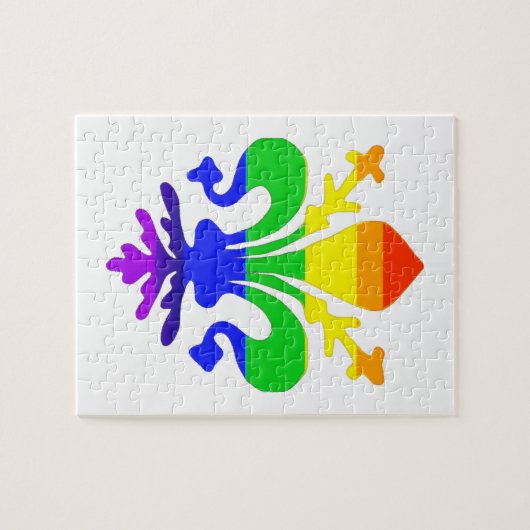 Stevige regenboog Fleur de Lis Legpuzzel (Horizontaal)