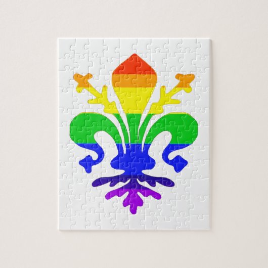 Stevige regenboog Fleur de Lis Legpuzzel (Verticaal)