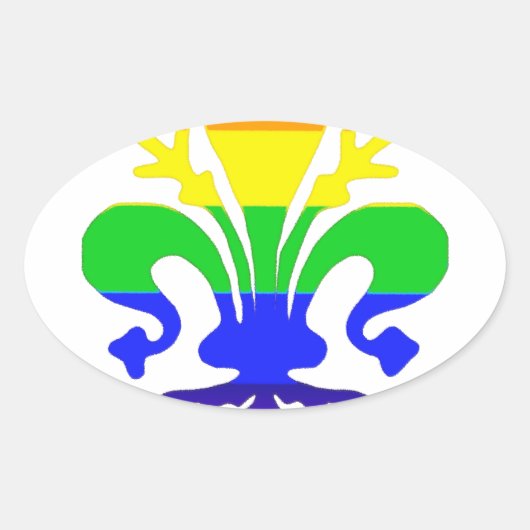 Stevige regenboog Fleur de Lis Ovale Sticker (Voorkant)