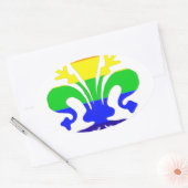 Stevige regenboog Fleur de Lis Ovale Sticker (Envelop)